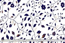 Úplet A0055 bílý, modro-okrové květy, š.175
