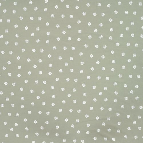 Popelín light khaki, bílé tlapky, š.145