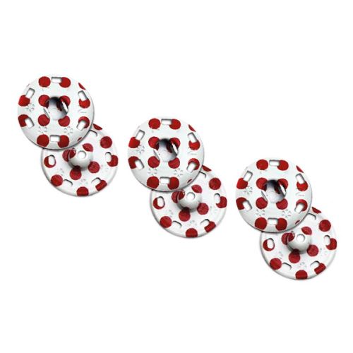 Gombíky stláčacie, patentky v.8/21mm, 3ks/červené bodky na biele