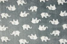 Fleece šedý, bieli slonici, š.150