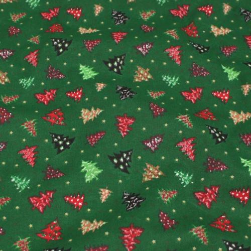 Bavlnené plátno zelené, vianočné stromčeky, š.140