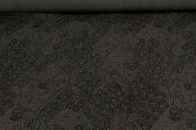 Košeľovina 12377 khaki, čierny kvetovaný vzor, š.135