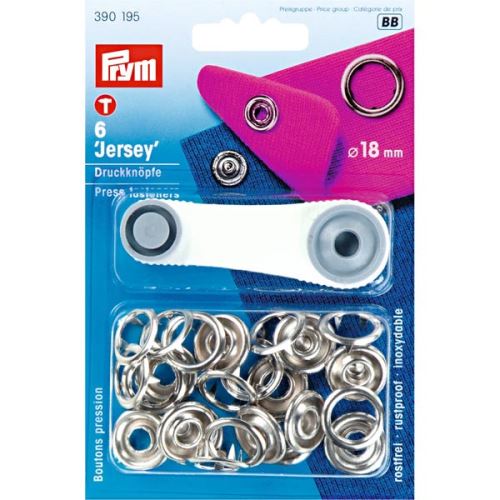 Cvoky Prym Jersey strieborné, krúžok 18 mm, 6ks