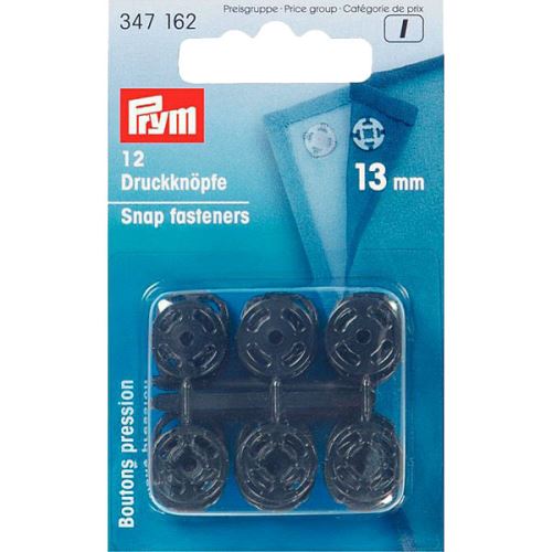Patentky Prym čierne, 13 mm