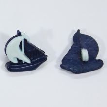 Knoflík dětský modrý, plachetnice, 18 mm