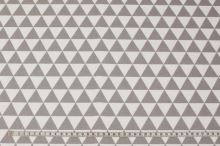 Bavlněné plátno bílé, šedé trojúhelníky, š.160