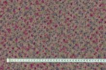 Šifon starorůžový, fialové a sytě růžové drobné květy, š.140