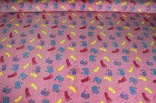 Fleece ružový, farebné stopy, š.150