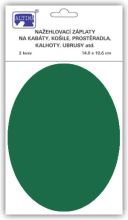 Nažehlovací záplaty ovál tmavě zelené, 14,5x10,6 cm, 2ks