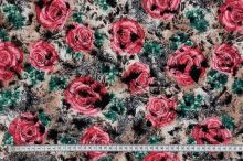 Kabátovina N6394, malinové růže, š.145