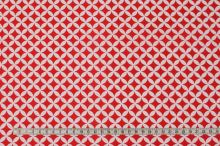 Bavlna biela, červený vzor, š.160