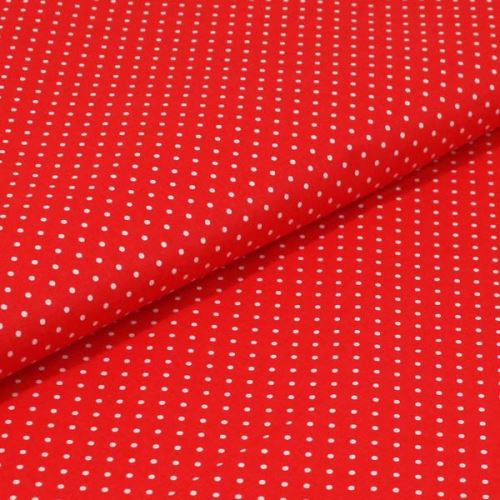 Bavlnené plátno červené, biele bodky, š.160
