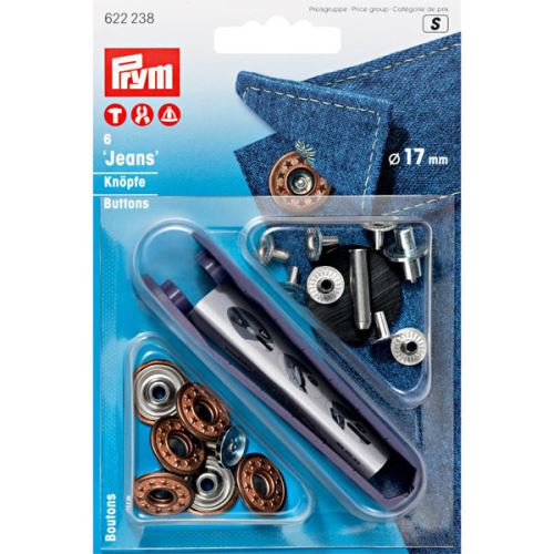 Cvoky Prym Jeans meď, gombíky na džínsy 17 mm, 6ks