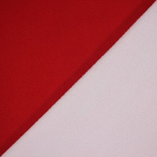 Fleece obojstranný, červeno-biely, š.145