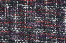 Kabátovina čierna, bielo-červené káro, š.150 (3)