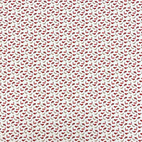 Košeľovina biela, červené veľryby, š.145