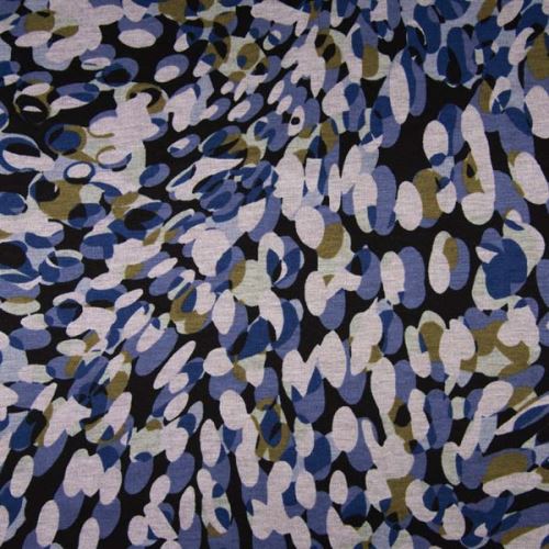 Úplet PUNTO PRINT, modro-zelené ovály, 240g/m, š.150