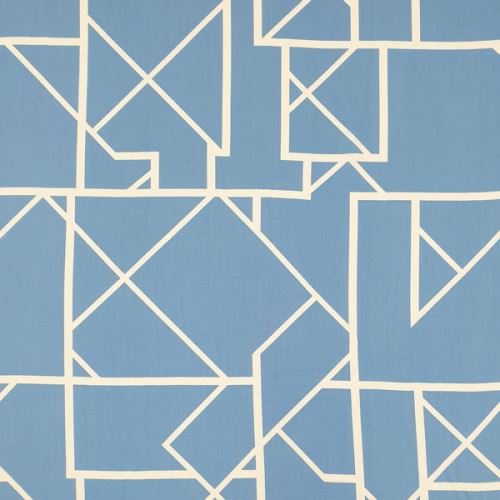 Šatovka N6632 modrá, bílá geometrie, š.150