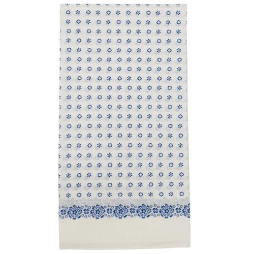 Dámský šátek bílý, modré květy, 70x70cm