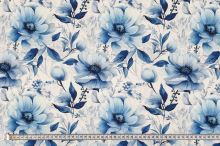 Úplet NELLY biely, modré kvety, š.150