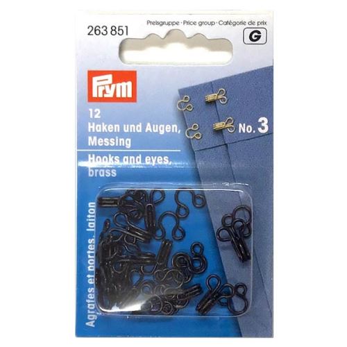 Zapínanie Prym 263851, háčik + očko, 3 mm