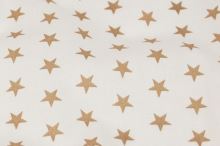 Bavlnené plátno biele, hnedé hviezdičky, š.140