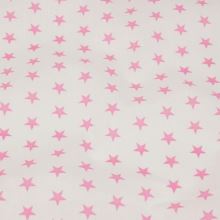 Bavlnené plátno biele, ružové hviezdičky, š.140