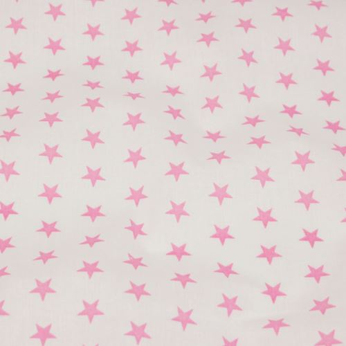 Bavlněné plátno bílé, růžové hvězdičky, š.140