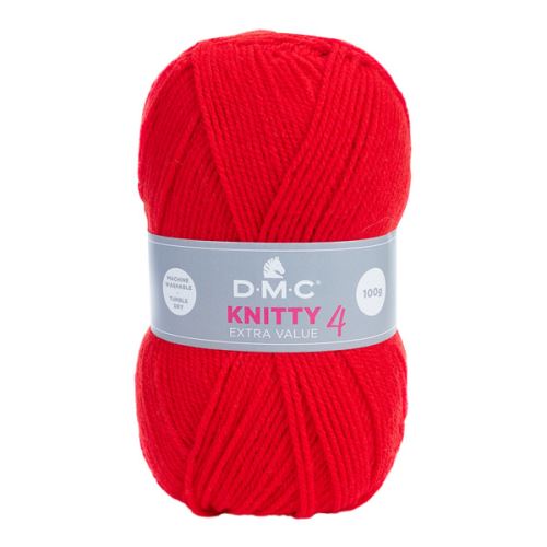 Priadza KNITTY 4 100g, ostro červená - odtieň 977