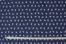 Rifľovina modrá 17229, motýle, z rubu fleece š.150
