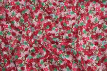 Bavlna barevný květ, růžová-červená-zelená 145