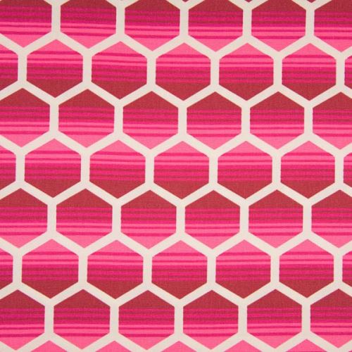 Dekorační materiál, růžový geometrický vzor, š.150
