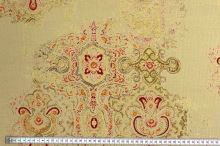 Košeľový menčester béžový, farebné ornamenty, š.150