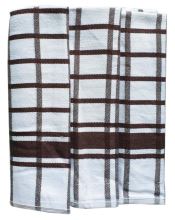 Utěrky z egyptské bavlny, hnědo-bílé káro, č.57, 50x70cm, 3ks