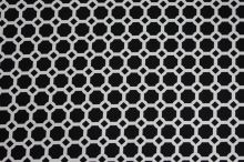 Šatovka černobílá, kruhy a čtverce š.150
