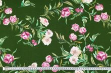Úplet B0167 zelený, růžové květy, š.160