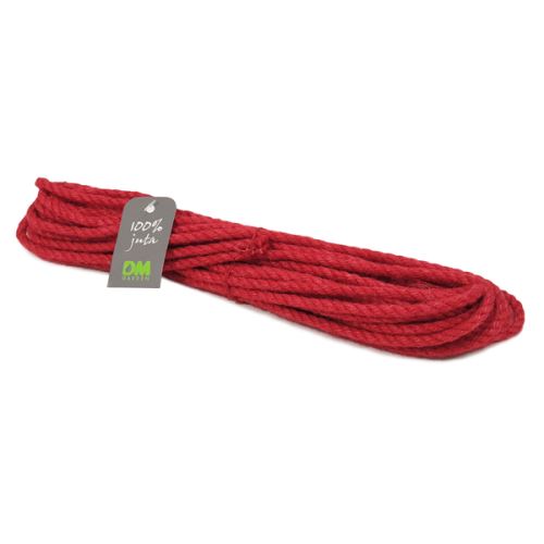 Jutový provaz červený, š.6 mm,10m