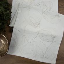 Velúrový behúň biely, zlaté listy 35 x 140 cm (2)