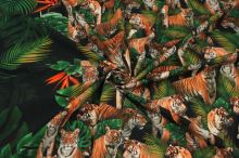 Úplet farebný, tigre, listy a papagáje, š.155