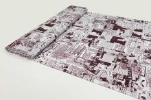 Úplet B0132 biely, vínový novinová tlač, š.170 (4)