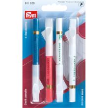 Krajčírske ceruzky Prym, modrá, ružová a biela krieda s kefkou