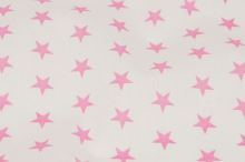 Bavlnené plátno biele, ružové hviezdičky, š.140