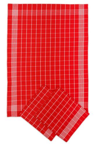 Utěrky bavlněné, negativ červeno-bílá, 50x70cm, 3ks
