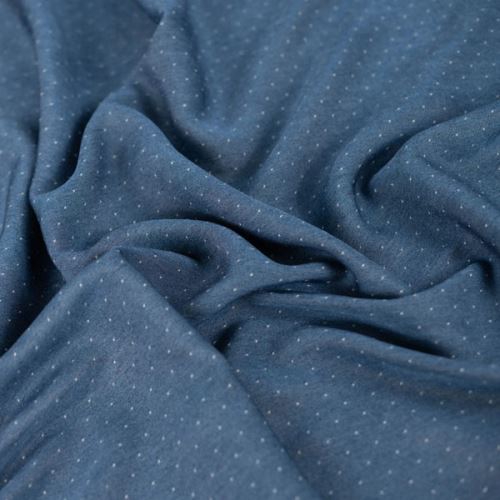 Šatovka TENCEL tmavo modrý denim, biele bodky š.145