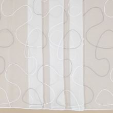 Voálová záclona bílá, výšivka bílé a šedé provázky, v.290cm