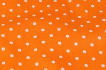 Bavlna oranžová, bílý puntík, š.140