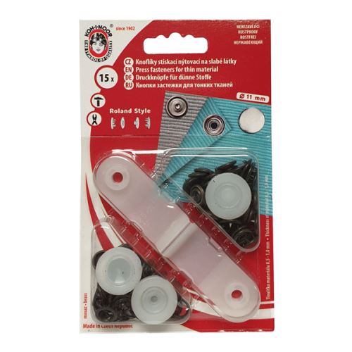 Gombíky stláčacie čierne, cvočky Roland Style Ms priemer 11mm (v.2) 15ks