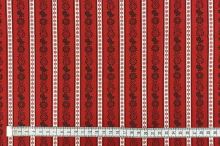 Bavlněné plátno P0463 červené, květinový vzor a pruhy, š.140
