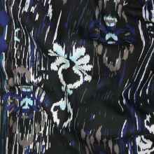 Bavlna čierna, farebný vzor modrý pavúk š.135