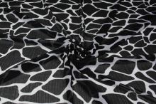 Šifon černo-bílý vzor žirafa š.150